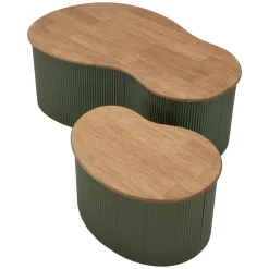 Tavolino da Salotto Marrone Rovere Verde set da 2 Colore Ripiano Marrone 37x58x92h cm, Materiale Struttura in Metallo - Kashan
