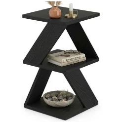 Tavolino da Salotto Nero Antracite 2 Vani Forma Rettangolare 30x30x54h cm, Materiale Piano in Legno Nobilitato - Serino