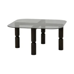 Tavolino da Salotto Nero Antracite Effetto Fume Forma Rettangolare 80x80x40h cm, Materiale Struttura in Vetro - Gran