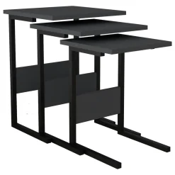 Tavolino da Salotto Nero Antracite Forma Rettangolare Materiale Piano in Legno Nobilitato 40x40x55h cm, Colore Ripiano Nero - Caprauna