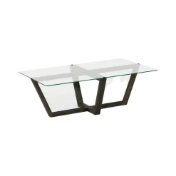 Tavolino da Salotto Nero Antracite Forma Rettangolare Materiale Piano in Vetro 105x65x35h cm, Colore Ripiano Trasparente - Visconti
