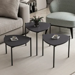 Tavolino da Salotto Nero Antracite Modulabile Forma Rettangolare 75x50x38h cm, Sfumatura Colore Ripiano Antracite - Urbania