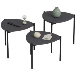 Tavolino da Salotto Nero Antracite Modulabile Forma Rettangolare 75x50x38h cm, Sfumatura Colore Ripiano Antracite - Urbania