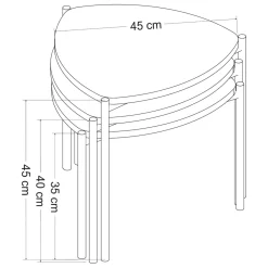 Tavolino da Salotto Nero Antracite Modulabile Forma Rettangolare 75x50x38h cm, Sfumatura Colore Ripiano Antracite - Urbania