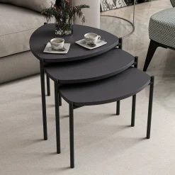 Tavolino da Salotto Nero Antracite Modulabile Forma Rettangolare 75x50x38h cm, Sfumatura Colore Ripiano Antracite - Urbania