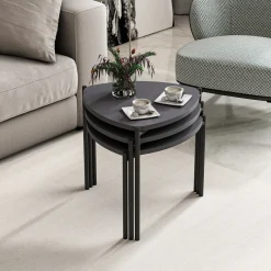 Tavolino da Salotto Nero Antracite Modulabile Forma Rettangolare 75x50x38h cm, Sfumatura Colore Ripiano Antracite - Urbania