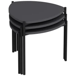 Tavolino da Salotto Nero Antracite Modulabile Forma Rettangolare 75x50x38h cm, Sfumatura Colore Ripiano Antracite - Urbania