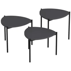 Tavolino da Salotto Nero Antracite Modulabile Forma Rettangolare 75x50x38h cm, Sfumatura Colore Ripiano Antracite - Urbania