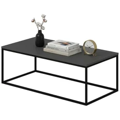 Tavolino da Salotto Nero Antracite Nero Forma Rettangolare Materiale Piano in Legno Nobilitato 120x60x42h cm, Sfumatura Colore Struttura Antracite