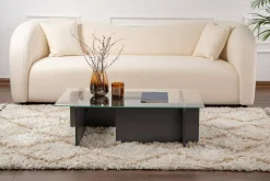 Tavolino da Salotto Nero Antracite Portariviste Forma Rettangolare 105x65x30h cm, Sfumatura Colore Struttura Antracite - Kallias