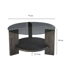 Tavolino da Salotto Nero Antracite Portariviste Forma Rotonda 75x75x40h cm, Sfumatura Colore Struttura Antracite - Felino
