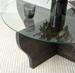 Tavolino da Salotto Nero Antracite con Piedini Forma Triangolare 90x89x40h cm, Sfumatura Colore Ripiano Antracite - Atesino