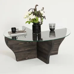 Tavolino da Salotto Nero Antracite con Piedini Forma Triangolare 90x89x40h cm, Sfumatura Colore Ripiano Antracite - Atesino