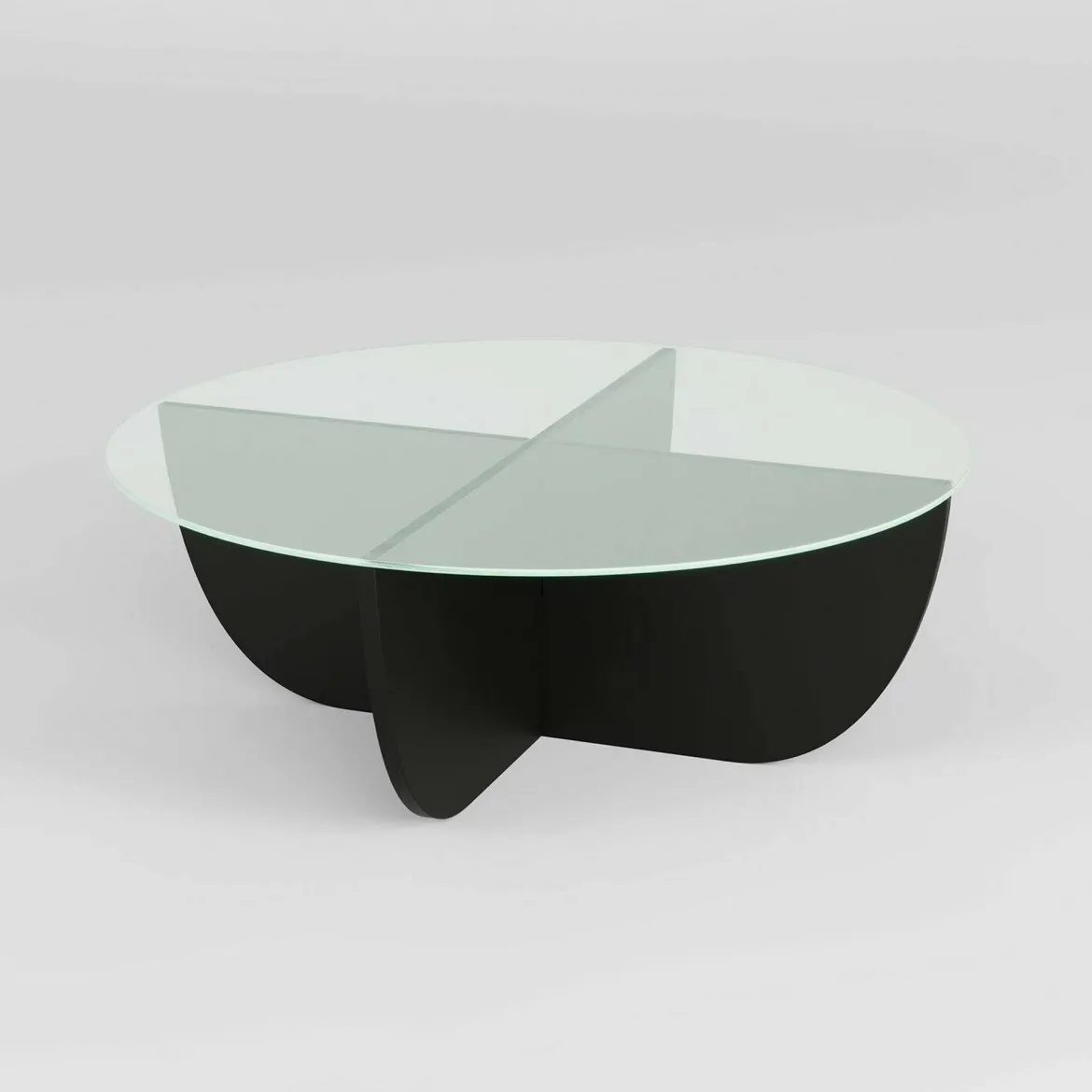 Tavolino da Salotto Nero Forma Rotonda Materiale Piano in Vetro 90x90x30h cm, Colore Ripiano Trasparente - Jolanda