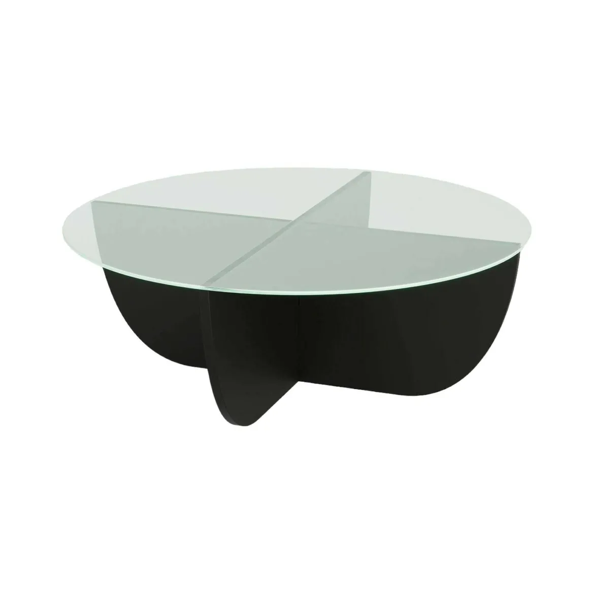 Tavolino da Salotto Nero Forma Rotonda Materiale Piano in Vetro 90x90x30h cm, Colore Ripiano Trasparente - Jolanda
