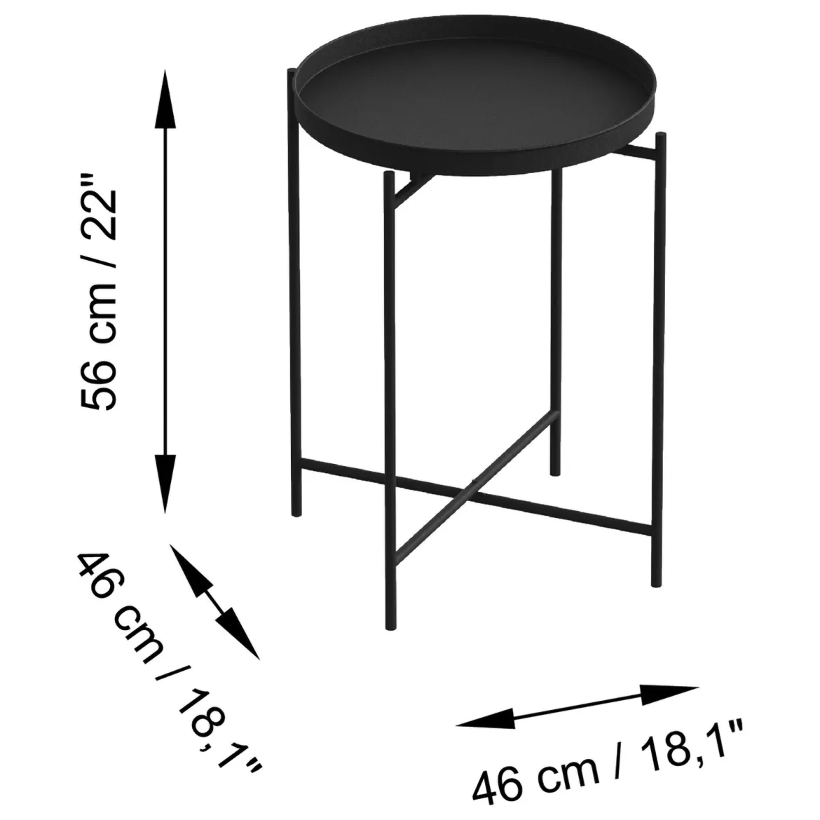 Tavolino da Salotto Nero Forma Rotondo Materiale Piano in Vetro 75x75x35h cm, Colore Ripiano Trasparente - Cugnoli