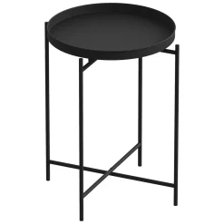 Tavolino da Salotto Nero Forma Rotondo Materiale Piano in Vetro 75x75x35h cm, Colore Ripiano Trasparente - Cugnoli