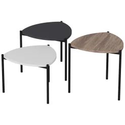 Tavolino da Salotto Nero Marrone Noce set 3 Pezzi Forma Triangolare 45x45x45h cm, Colore Ripiano Marrone - Carro