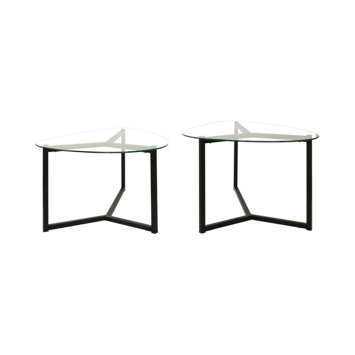Tavolino da Salotto Nero Modulare Multifunzionale Forma Rettangolare 82x58x40h cm, Materiale Piano in Vetro - Flora