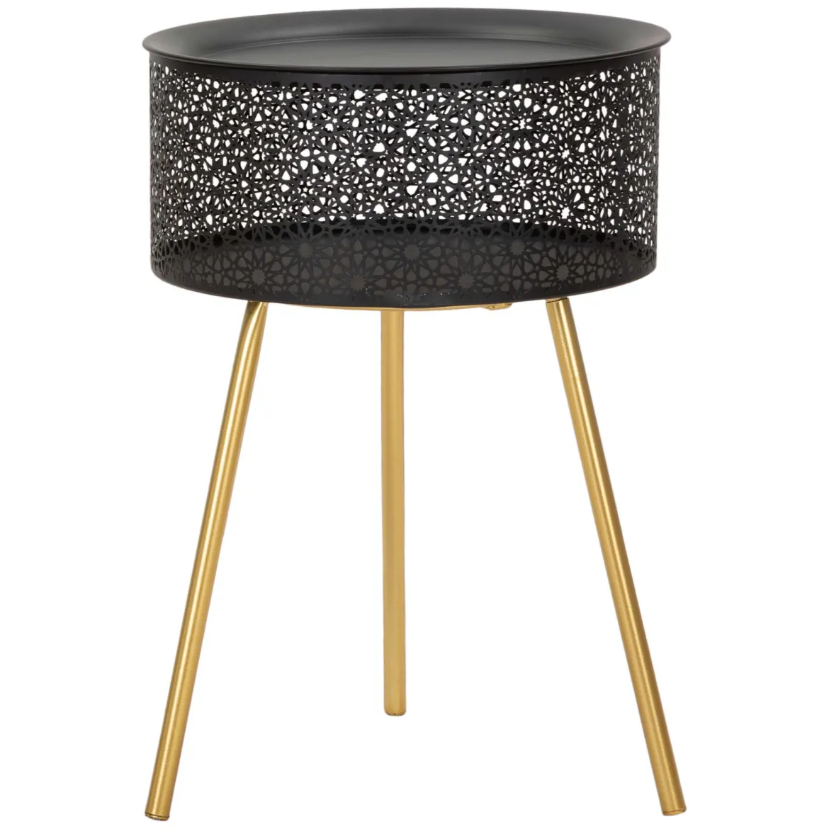 Tavolino da Salotto Nero oro Contenitore un Vano 35x35x50h cm, Piano Sollevabile - Mukall