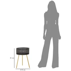 Tavolino da Salotto Nero oro Contenitore un Vano 35x35x50h cm, Piano Sollevabile - Mukall