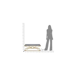 Tavolino da Salotto Nero oro Forma Rettangolare Colore Ripiano Nero 110x60x45h cm, Materiale Struttura in Metallo - Keswic