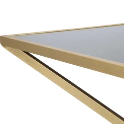 Tavolino da Salotto Nero oro Forma Rettangolare Colore Ripiano Nero 110x60x45h cm, Materiale Struttura in Metallo - Keswic
