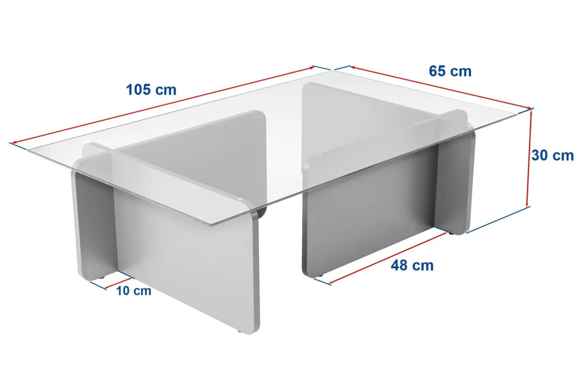 Tavolino da Salotto Nero Portariviste Forma Rettangolare 105x65x40h cm, Materiale Piano in Vetro - Azriel