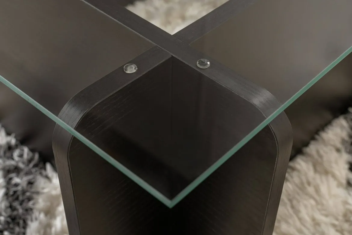 Tavolino da Salotto Nero Portariviste Forma Rettangolare 105x65x40h cm, Materiale Piano in Vetro - Azriel