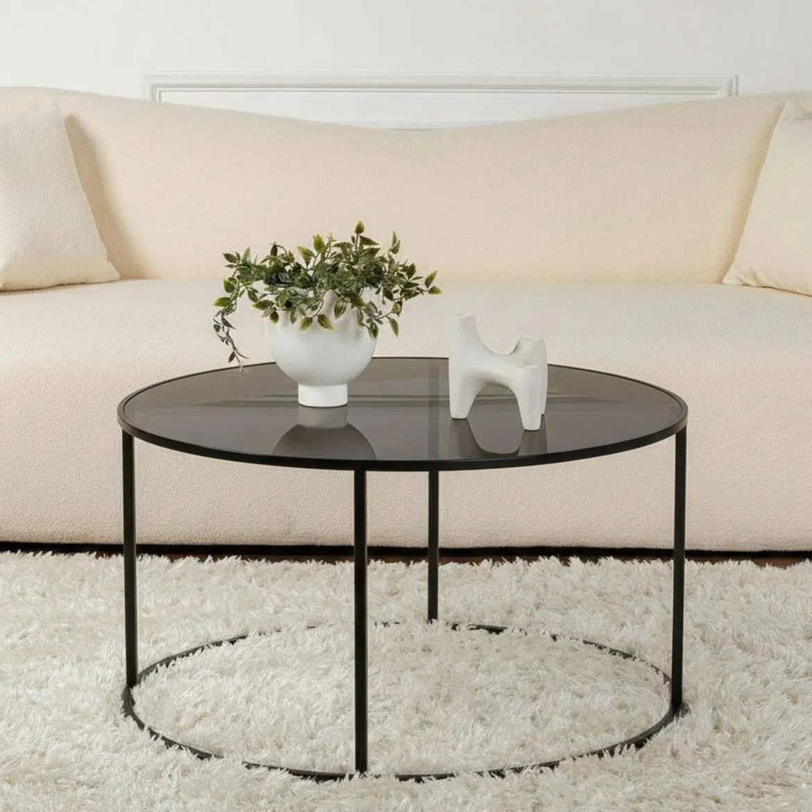 Tavolino da Salotto Nero Portariviste un Vano 90x60x40h cm, Forma Rettangolare - Mina