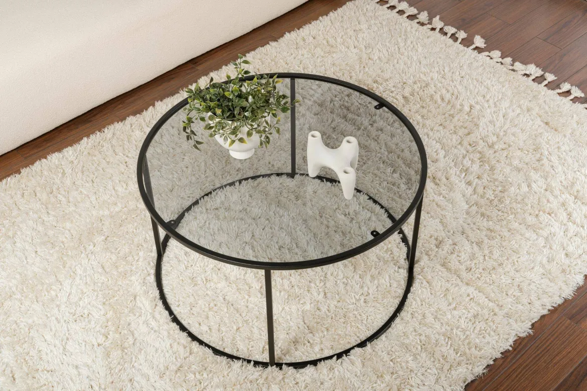 Tavolino da Salotto Nero Portariviste un Vano 90x60x40h cm, Forma Rettangolare - Mina