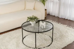 Tavolino da Salotto Nero Portariviste un Vano 90x60x40h cm, Forma Rettangolare - Mina