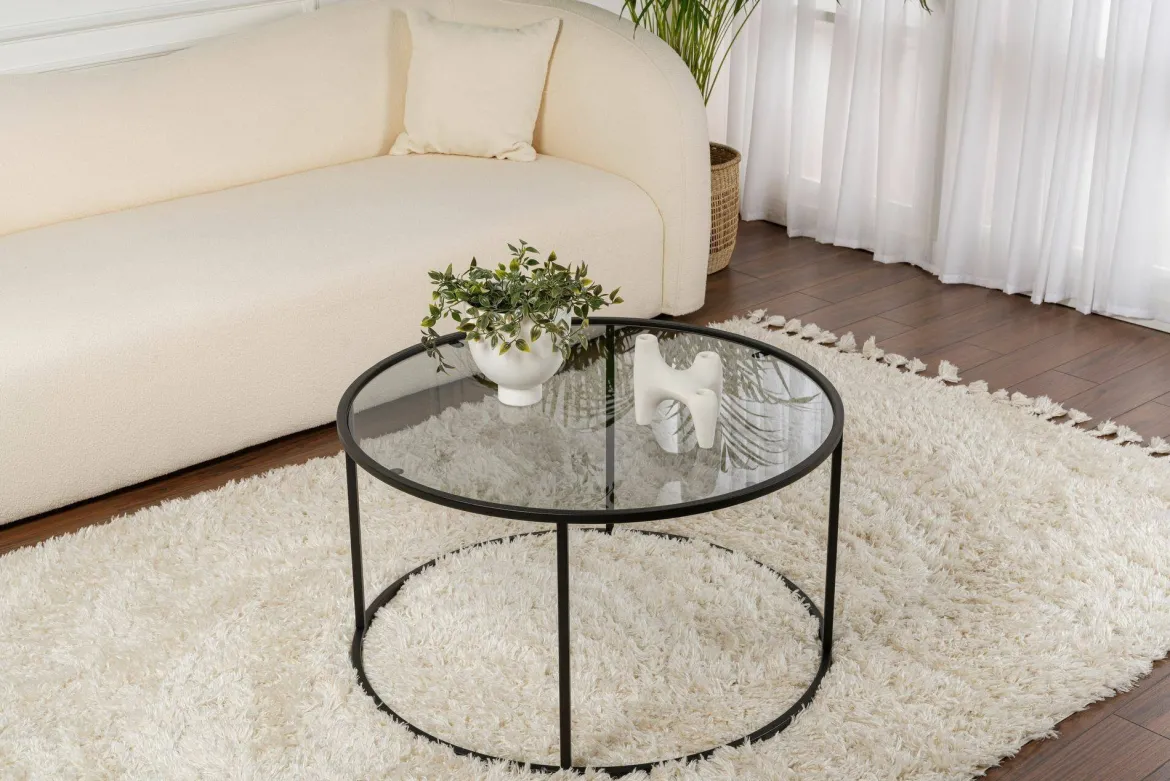 Tavolino da Salotto Nero Portariviste un Vano 90x60x40h cm, Forma Rettangolare - Mina
