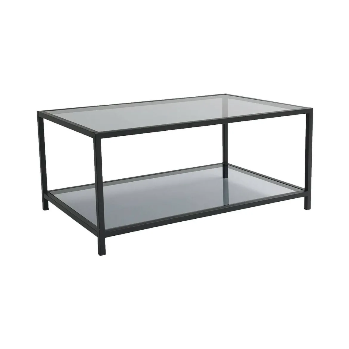 Tavolino da Salotto Nero Portariviste un Vano 90x60x40h cm, Forma Rettangolare - Mina