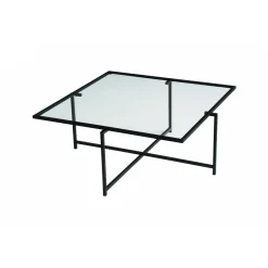 Tavolino da Salotto Nero Resistente All'appannamento Forma Rettangolare 94x64x35h cm, Materiale Piano in Vetro - Anna