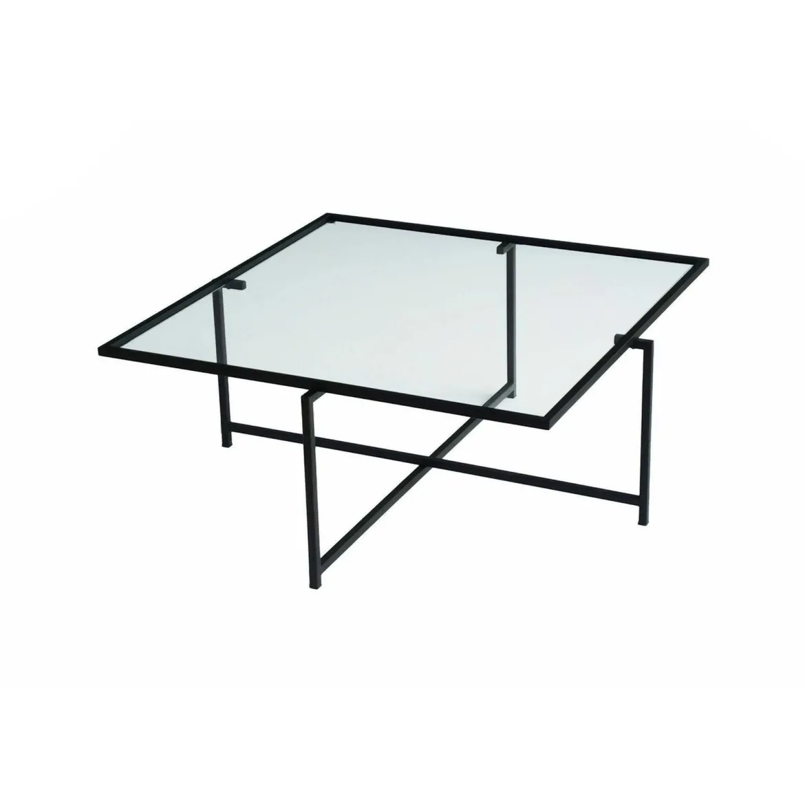 Tavolino da Salotto Nero Resistente All'appannamento Forma Rettangolare 94x64x35h cm, Materiale Piano in Vetro - Anna