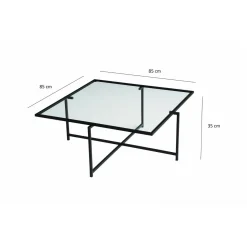 Tavolino da Salotto Nero Resistente All'appannamento Forma Rettangolare 94x64x35h cm, Materiale Piano in Vetro - Anna