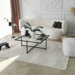 Tavolino da Salotto Nero Resistente All'appannamento Forma Rettangolare 94x64x35h cm, Materiale Piano in Vetro - Anna