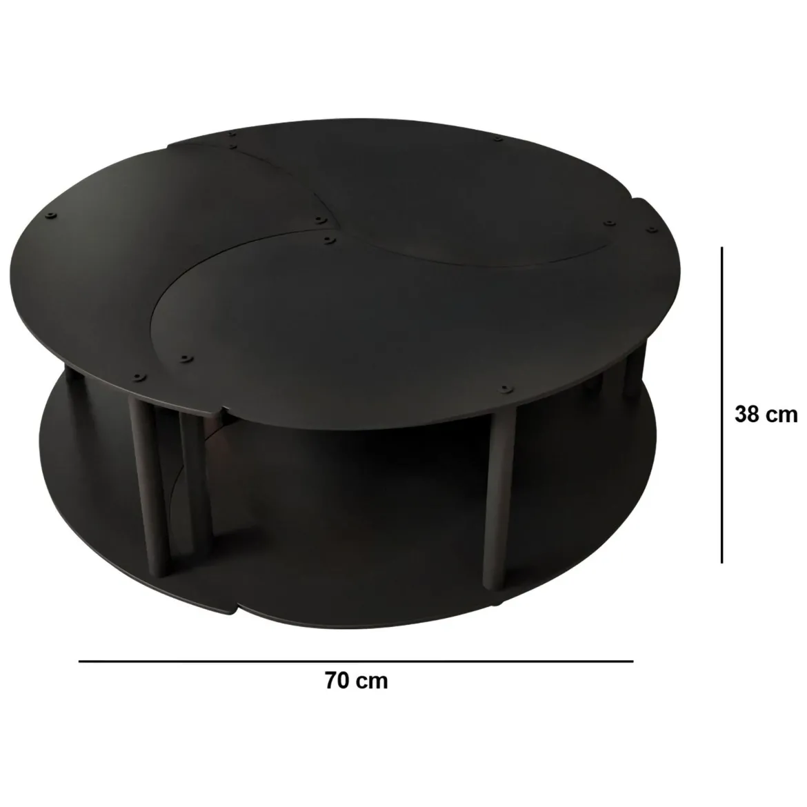 Tavolino da Salotto Nero set 3 Pezzi Forma Rotondo 50x50x58h cm, Materiale Piano in Legno Nobilitato - Daiano