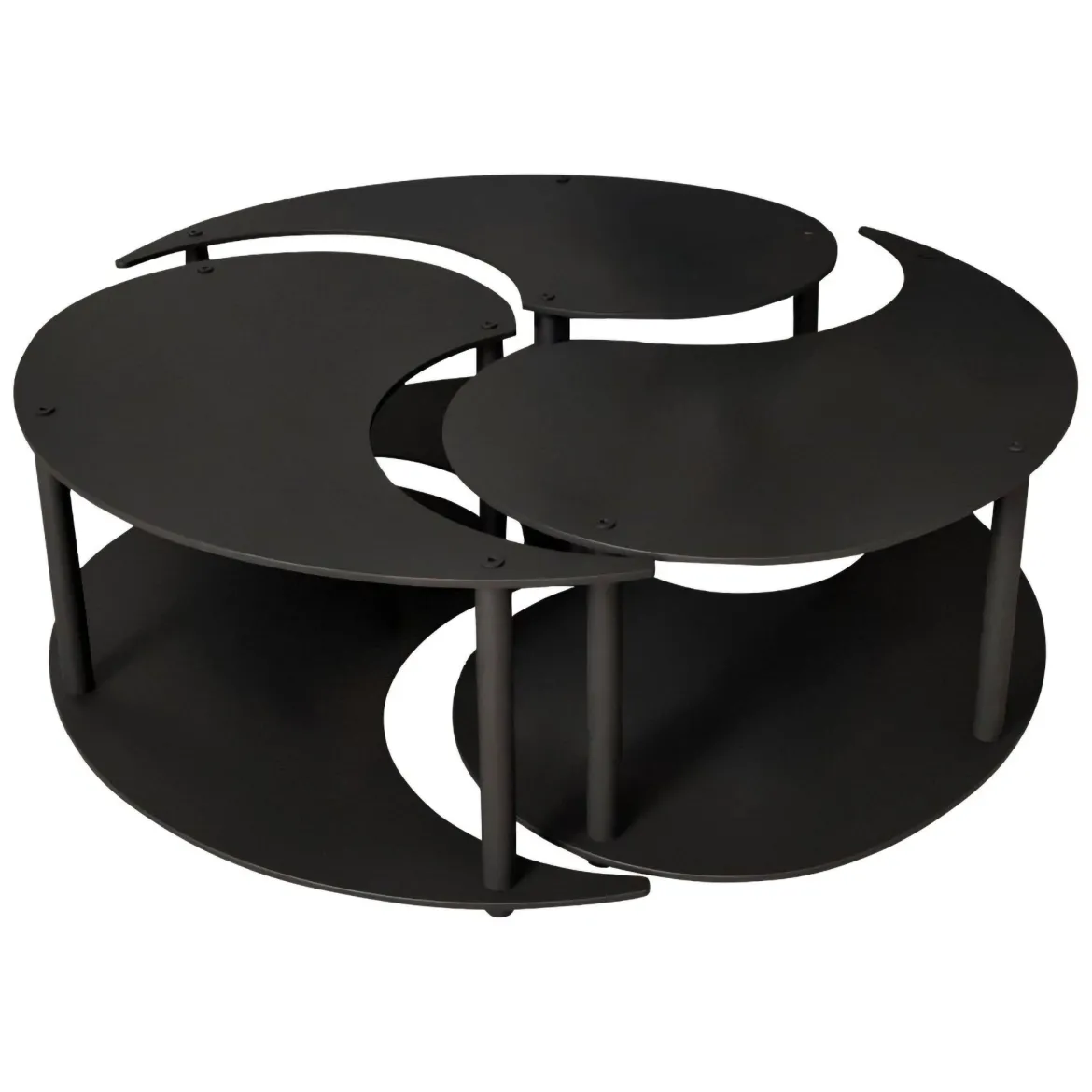 Tavolino da Salotto Nero set 3 Pezzi Forma Rotondo 50x50x58h cm, Materiale Piano in Legno Nobilitato - Daiano