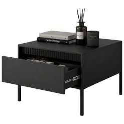 Tavolino da Salotto Nero un Cassetto con Piedini 68x48x68h cm, un Vano - Kasinela