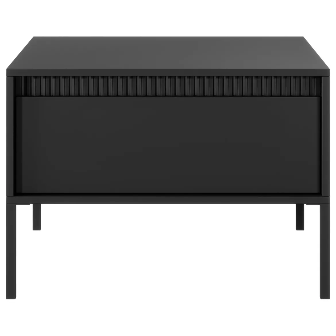 Tavolino da Salotto Nero un Cassetto con Piedini 68x48x68h cm, un Vano - Kasinela