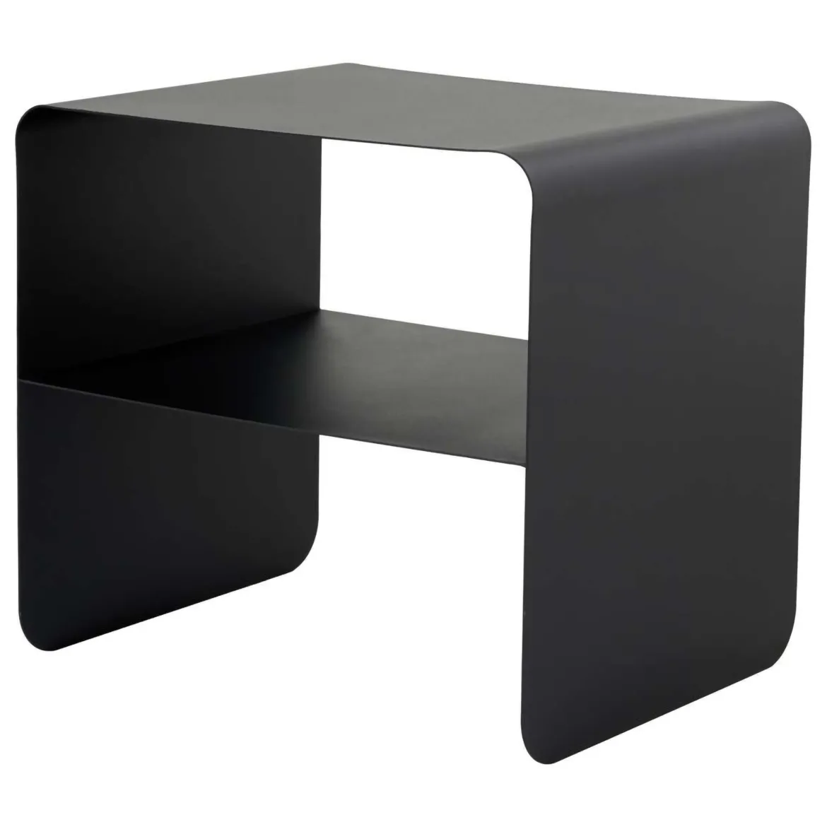 Tavolino da Salotto Nero un Vano Forma Rettangolare 45x56x52h cm, Materiale Piano in Metallo - Graniti