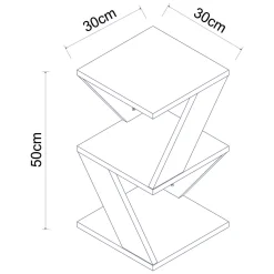 Tavolino da Salotto Nero 2 Vani Forma Quadrato 30x30x50h cm, Materiale Piano in Legno Nobilitato - Rubiana