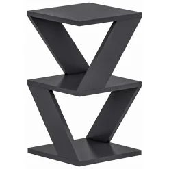 Tavolino da Salotto Nero 2 Vani Forma Quadrato 30x30x50h cm, Materiale Piano in Legno Nobilitato - Rubiana
