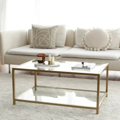 Tavolino da Salotto oro Cassetti 90x60x40h cm, un Vano - Mina