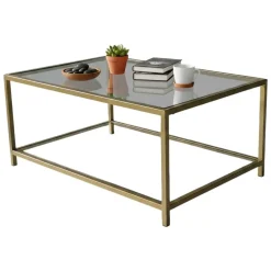 Tavolino da Salotto oro Cassetti 90x60x40h cm, un Vano - Mina