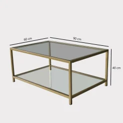 Tavolino da Salotto oro Cassetti 90x60x40h cm, un Vano - Mina