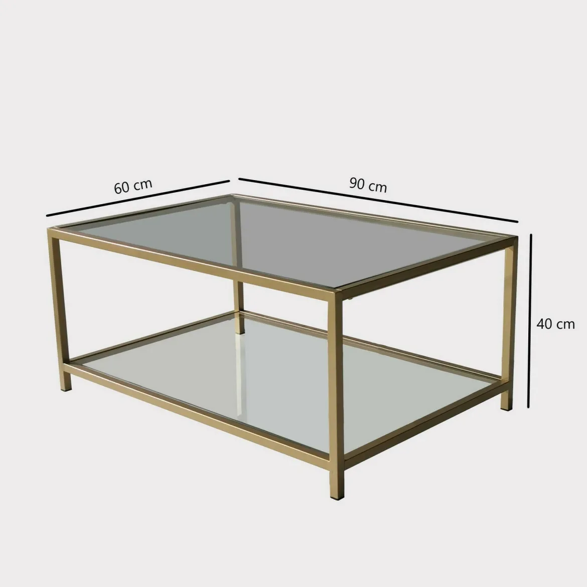 Tavolino da Salotto oro Cassetti 90x60x40h cm, un Vano - Mina