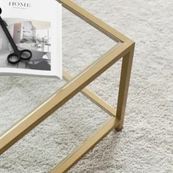 Tavolino da Salotto oro Cassetti 90x60x40h cm, un Vano - Mina